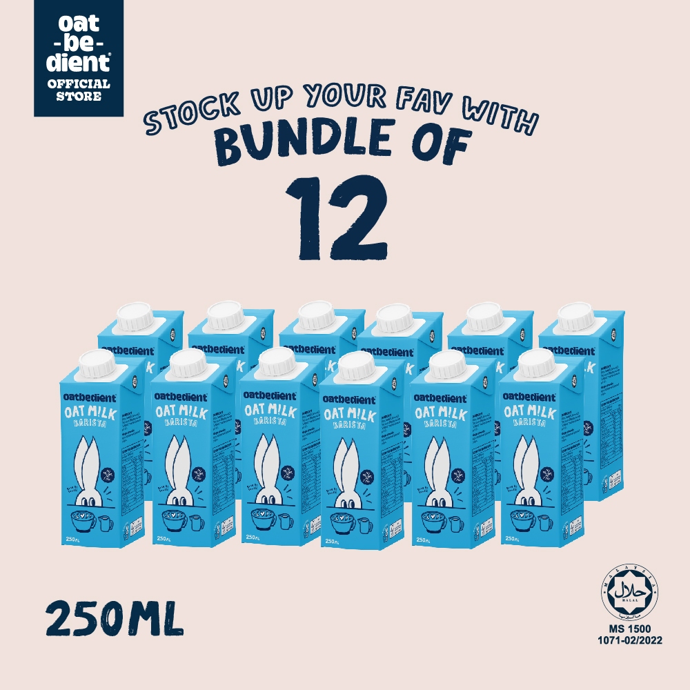 [12 กล่อง] นมโอ๊ต OATBEDIENT Oat Milk Barista 250 ml x12 โอทบีเดียนท์ สูตรบาริสต้า ขนาด 250 มล.