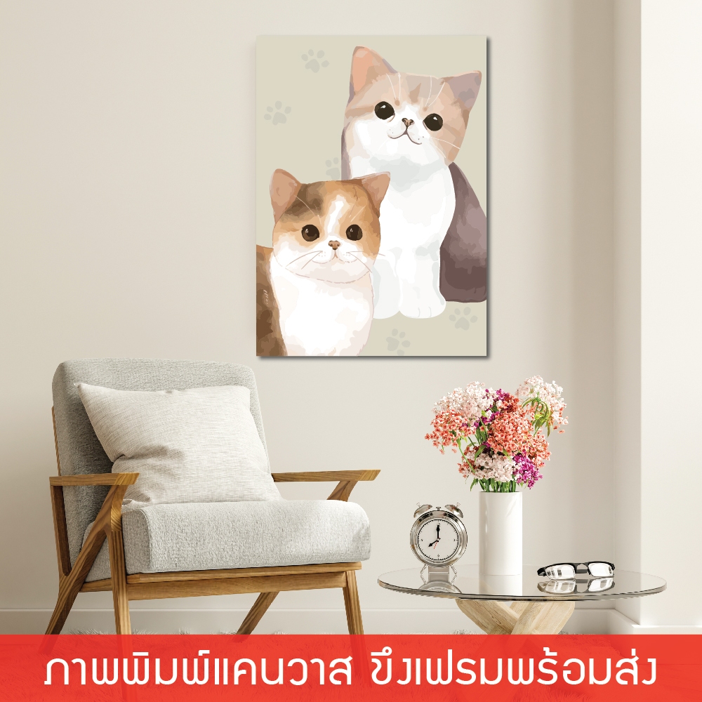 cats- - ภาพแขวนผนัง ภาพพิมพ์แคนวาส พร้อมกรอบลอย [พร้อมส่ง]