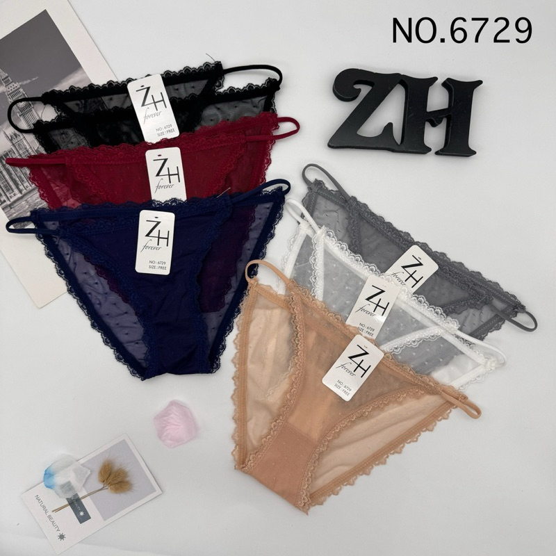 กางเกงชั้นในผ้าซีทรู บิกินี่ลูกไม้เอวต่ำZH.6729