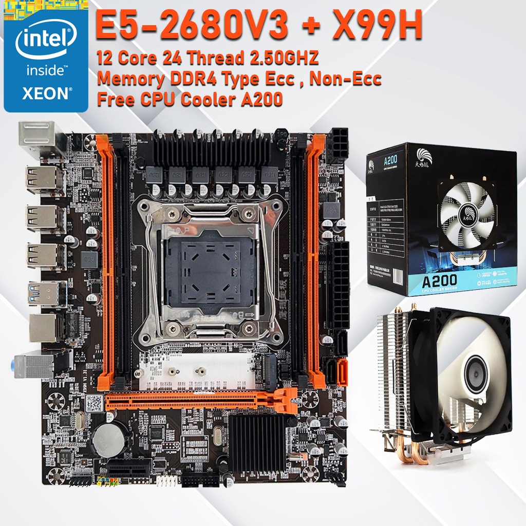 X99 Xeon E5-2680v3 Set CPU MB Cooler Memory Ram ชุดประหยัด สำหรับใช้งาน