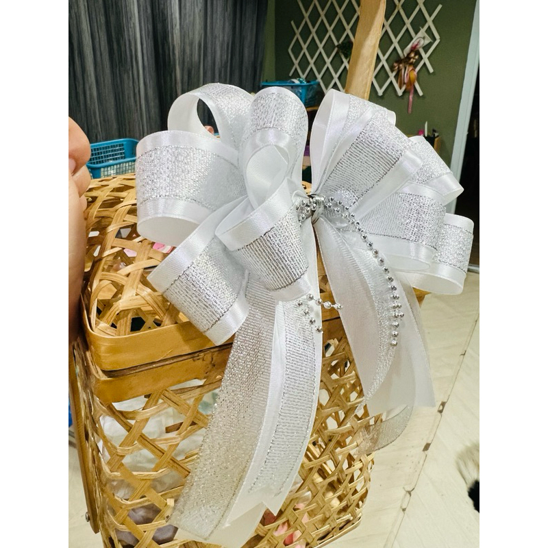 โบว์สำเร็จขนาด15*22cm 2 ชั้นคาดทราย