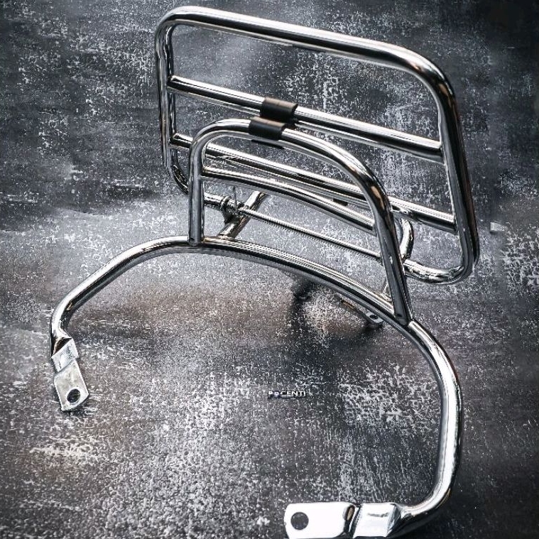 ใหม่!! ตะแกรง หลัง พับสปริง G350 ตะแกรง Lambretta หนา ดีไซน์ สวย พับได้ ติดกระเป๋าได้ ติดตั้งง่าย : Pocenti Scooters