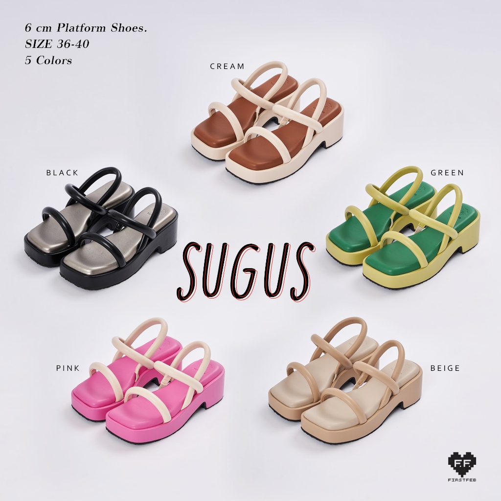 SUGUS✨ส้นตึกนุ่มนิ่ม มีสายรัดส้น สูง 6 cm น่ารักมากๆ