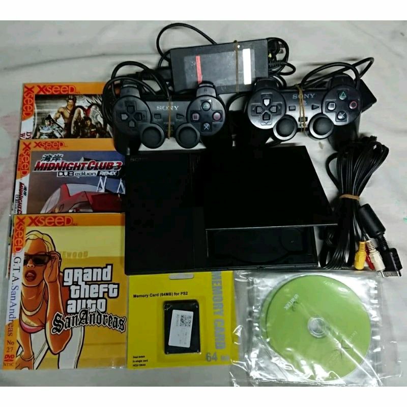 Ps2Slimเล่นแผ่นแท้ก็อปไรท์ปกติ แถม1จอย+เกมส์5แผ่นรวมฟุตบอล ถูกที่สุดในShopee