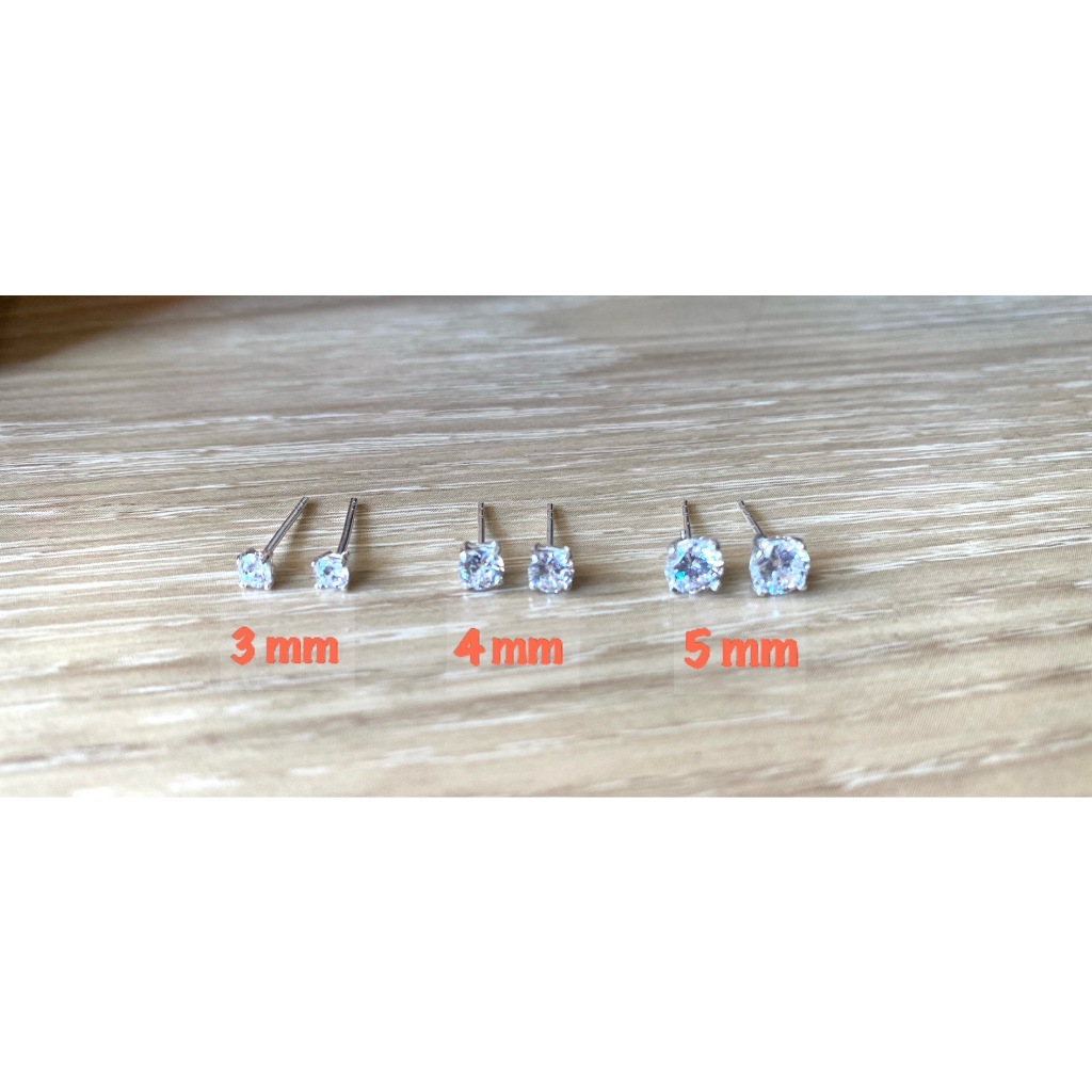 ต่างหูเงินแท้ 925 -รุ่นเพชรเดี่ยวก้านยก (ราคา1 คู่)ขนาด 3,4,5 mm.ต่างหูเงินเซ็ต ต่างหูห่วง