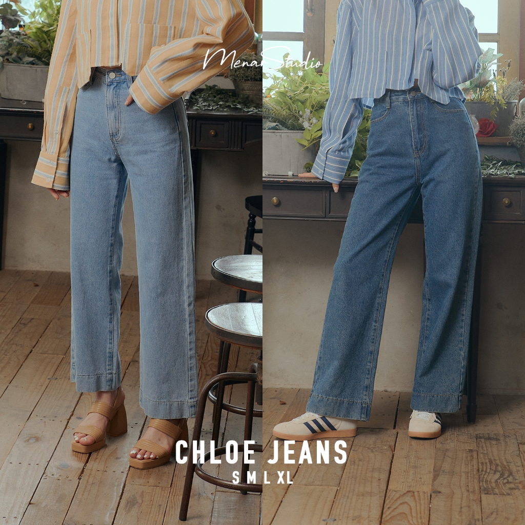 [ Cchlö.e Jean ] เป็นยีนส์ที่ทรงสวยมาก เอวสูง ผ้ายีนส์ไม่ยืดแต่นิ่ม ใส่ออกมาได้ฟิวแบบวินเทจๆ ปังมาก ใส่กับอะไรก็ดีไปหมด