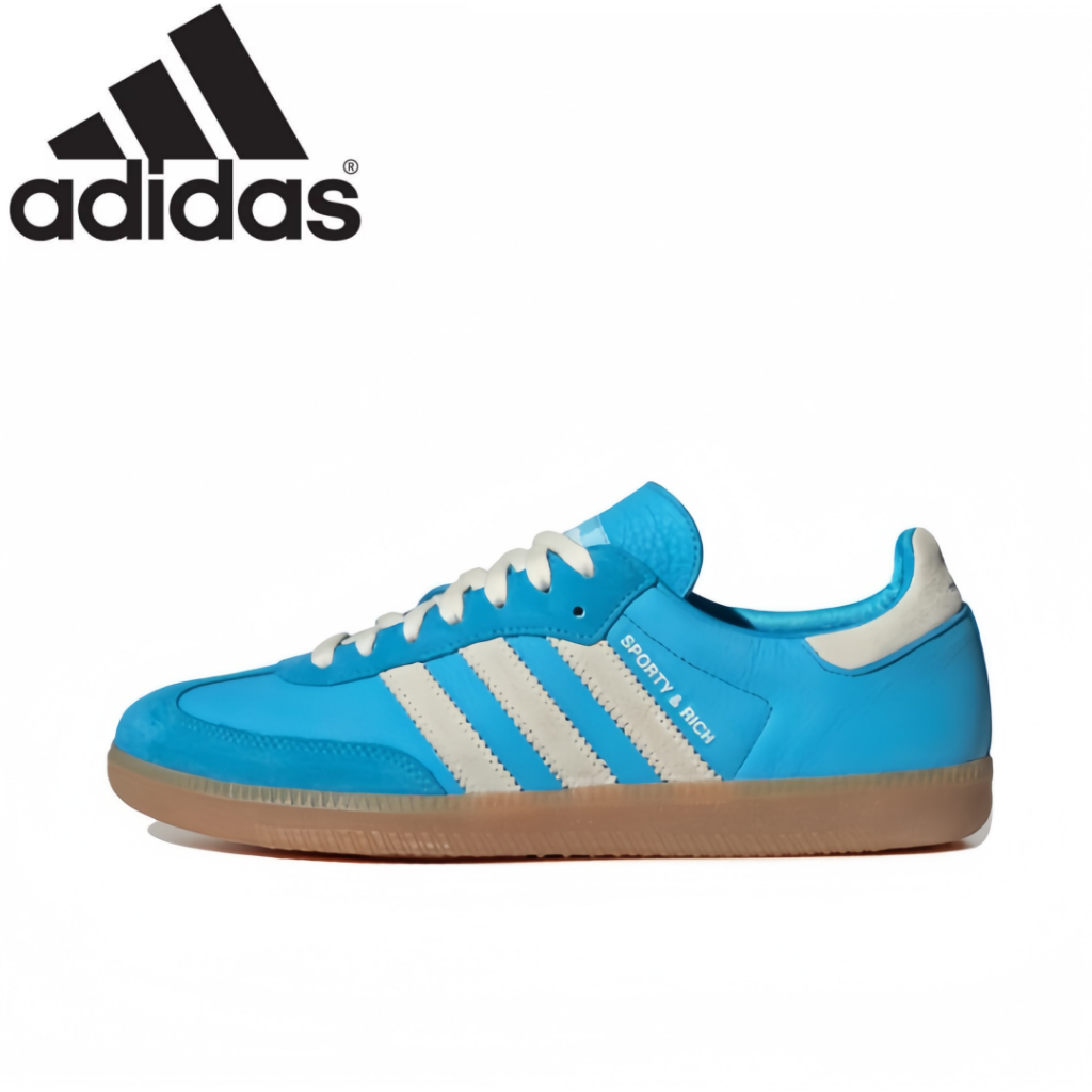 Sporty &amp; Rich x adidas orginals Samba Blue and whit ของแท้ 100 %  style Running shoes sneakers