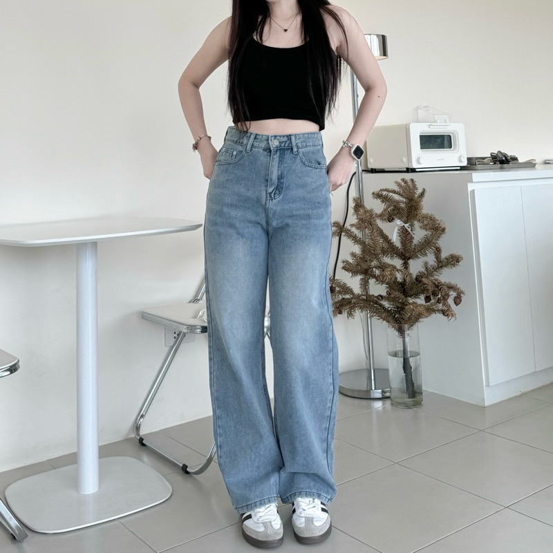 Mapayyaxstore : กางเกงยีนส์ Basic jeans ยีนส์ทรงกระบอกกลางรุ่นเบสิค (รุ่นนี้ผ้านิ่มนะงับ💖)