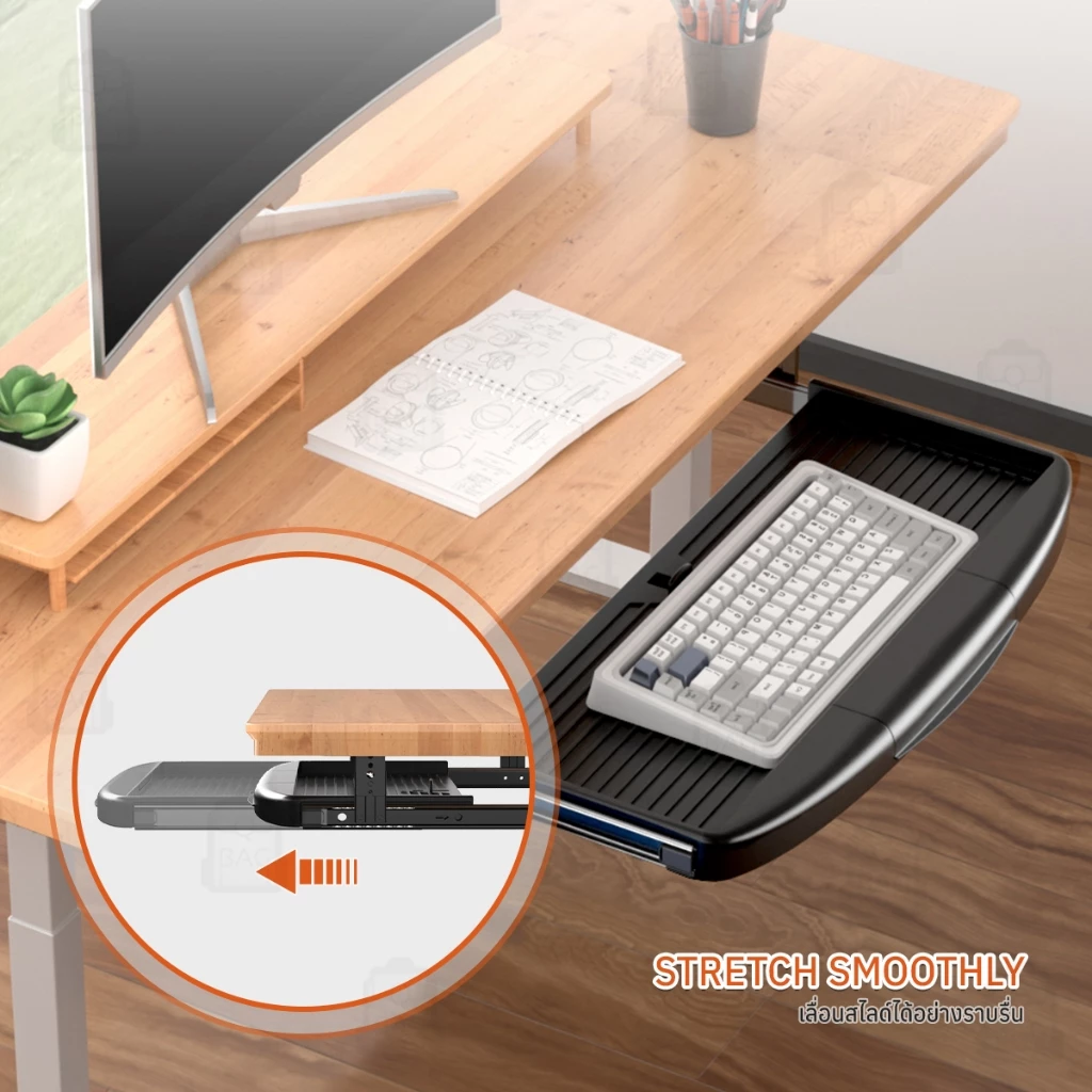 Qbag ที่วางคีย์บอร์ดแบบเลื่อน ลิ้นชักใต้โต๊ะ Keyboard Tray Drawer thumbnail 5