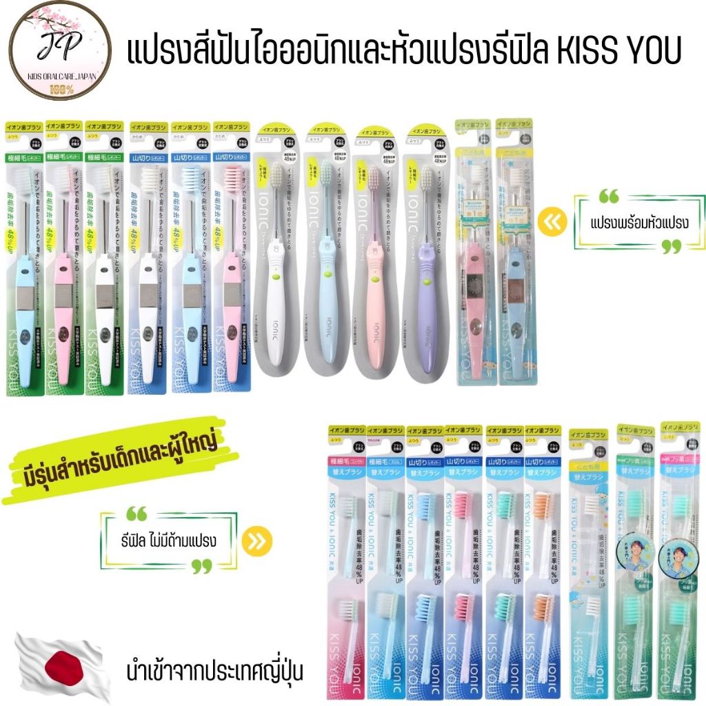 (ส่งฟรี/ลด40%) KISS YOU BEAUTY แปรงสีฟันไอออนิกและหัวแปรงรีฟิล Kiss Away Plaque ประจุไอออนลบกำจัดคราบพลัค