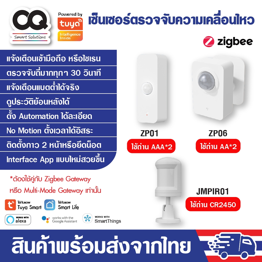 Tuya Zigbee PIR Motion Sensor รุ่น ZP01, ZP06, ZP08 JMPIR01 เซ็นเซอร์จับความเคลื่อนไหว