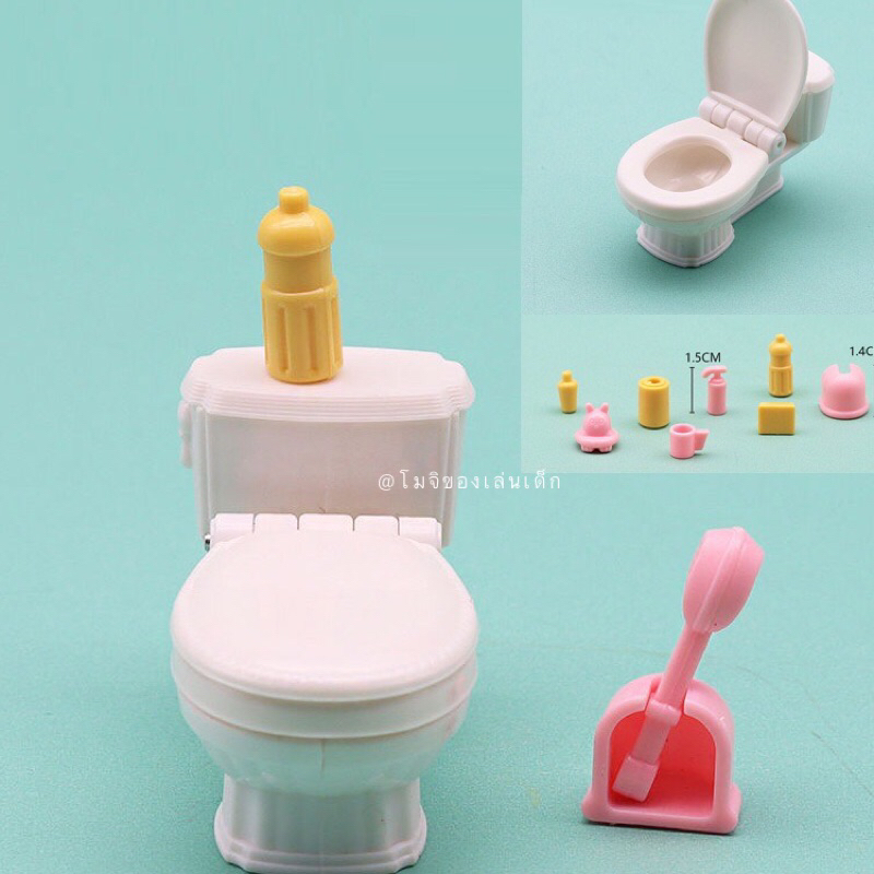 รวมเซตห้องน้ำบ้านตุ๊กตากระต่าย อุปกรณ์อาบน้ำ อ่างอาบน้ำครบชุด ธีมสีฟ้า/มินิมอล - รูปที่ 4