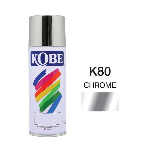 KOBE สีสเปรย์โครเมี่ยมเงิน Chrome K80 ขนาด 400 CC ยี่ห้อ โกเบ TOA