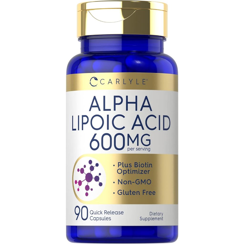 Carlyle Alpha Lipoic Acid 600mg | Plus Biotin Optimizer | 90 Capsules | Non-GMO & Gluten Free Supple