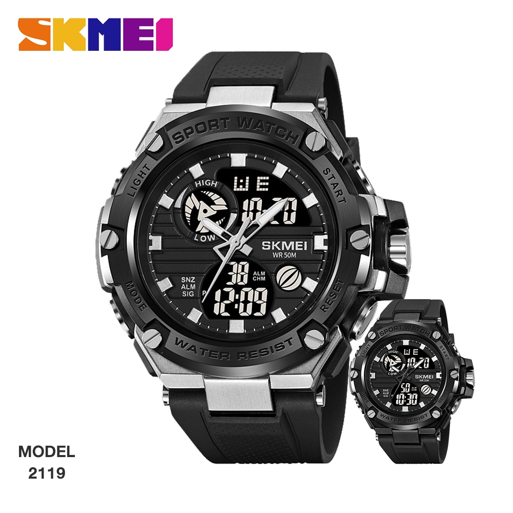 SKMEI รุ่น 2119 Dual Display นาฬิกาข้อมืออนาล็อกและดิจิตอล แสดงผลคู่ กันน้ำ สไตล์สปอร์ต