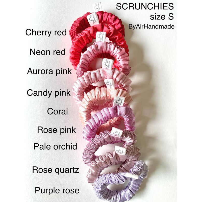 SCRUNCHIES ยางมัดผมโดนัท (2 ชิ้น) ผ้าซาตินเนื้อดี มันเงา แบบหรู ขนาดเล็ก size S