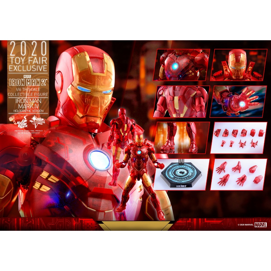Hot Toys MMS568 IRON MAN IV 4 (Holographic Version) Collectible Figure Iron Man 2 1/6 โมเดล ฟิกเกอร์ ของสะสม Diecast Bas