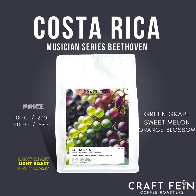 เมล็ดกาแฟ Musician Series “ Beethoven” (Costa Rica) ขนาด 100 - 200 กรัม  |  CRAFT FEIN