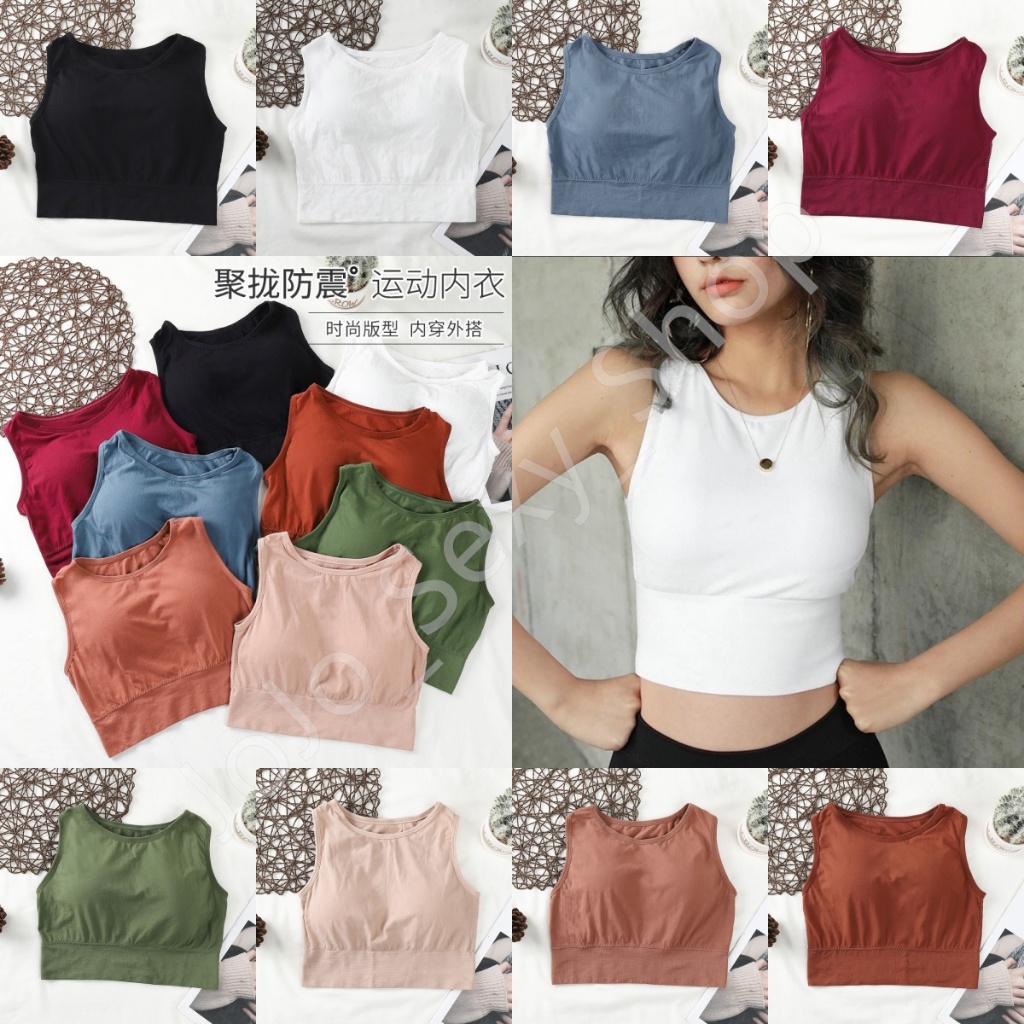 เสื้อครอปแขนกุด สปอร์ตบรา บราไร้โครง มีฟองนำ 8สีให้เลือก ผ้านิ่ม ใส่สบาย ออกกำลังกาย เรียบหรู YDBXNY ราคา ถูกที่สุด ดีลบีเคเค แกลเลอรีภาพที่ 3