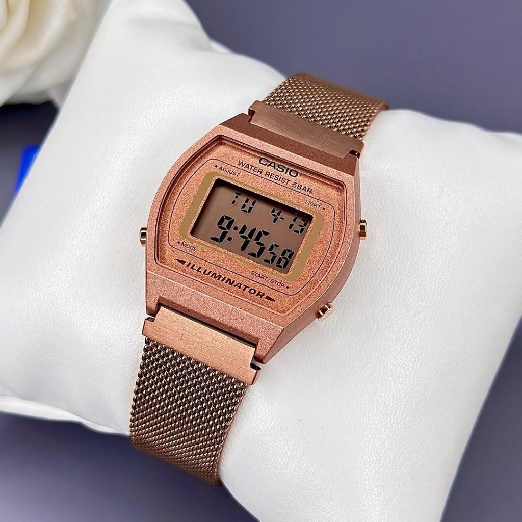 นาฬิกา Casio แท้ รุ่น B640WMR-5ADF ดิจิตอล Pink Gold สายแพร สำหรับผู้หญิง กันน้ำ ของแท้ 100% รับประกันศูนย์cmg ทั่วประเท