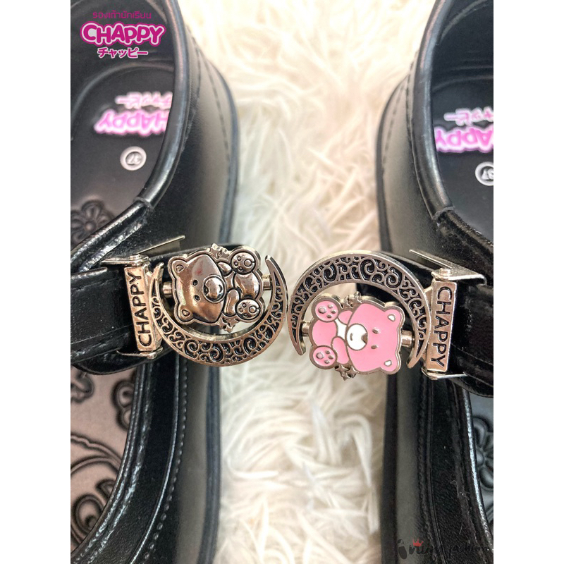 NFshoes Chappy รองเท้านักเรียนหญิง CareBears CB889 แคร์แบร์ หนังดำ ใหม่ล่าสุด เด็กโต ไซส์31-43 W/H รูปที่ 5