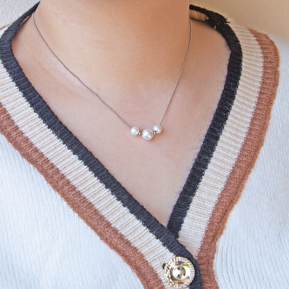 PEARL BIJOU قلادة فضة بلؤلؤ المياه العذبة — صورة 6