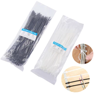 (ราคาโรงงาน) เคเบิ้ลไทร์ Cable Tie 4-6-8-10-14-16 นิ้ว สีขาว-ดำ หนวดกุ้ง สายรัดสายไฟ แพ็คละ 100 เส้น