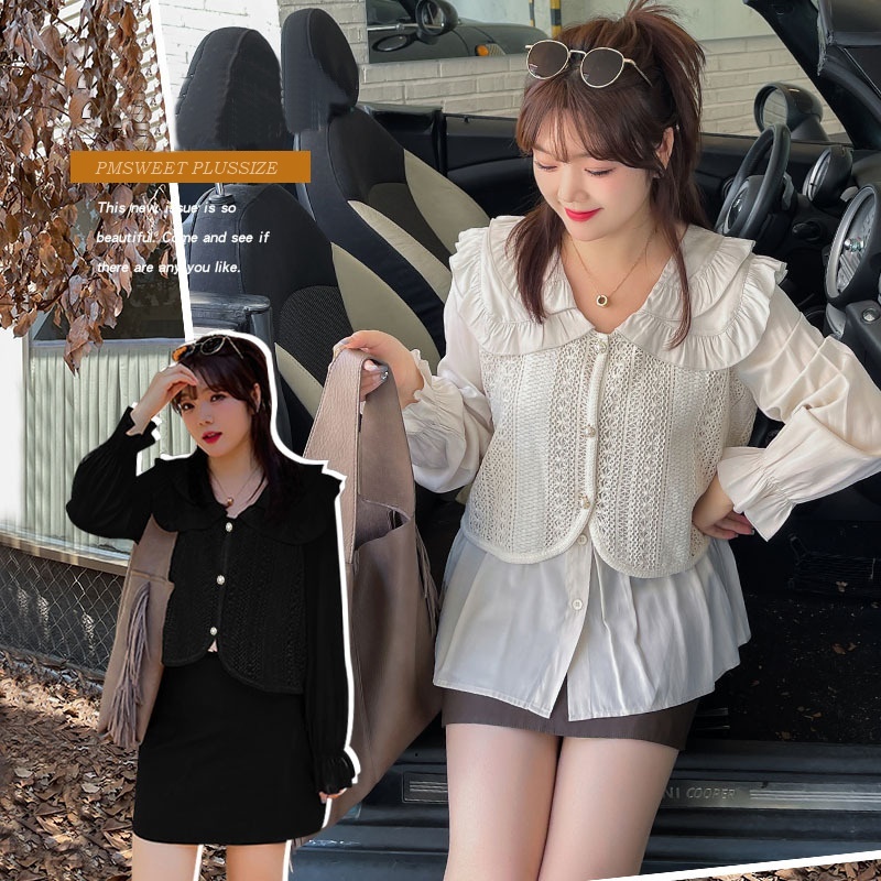 [ อกถึง 50" ] : PMP2258 : พรีออเดอร์ เสื้อผ้าไซส์ใหญ่ เสื้อเชิ้ตผ้าวิสโคสแบบคอปกตุ๊กตา ติดกระดุมหน้า สำหรับคนอ้วนสาวอวบ