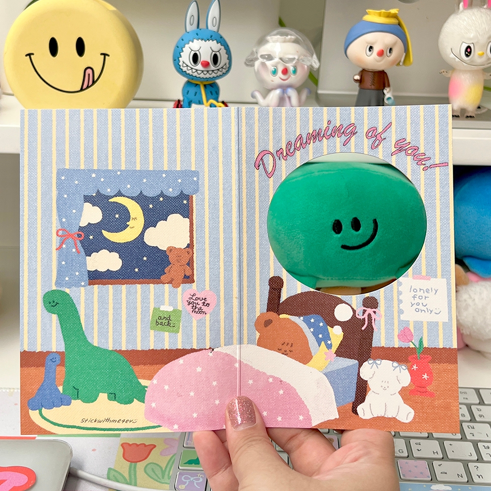 Dreaming of you! dicut folded postcard โปสการ์ดไดคัทแบบพับ ใส่รูปข้างในได้ น่ารักมากกก | Stickwithme