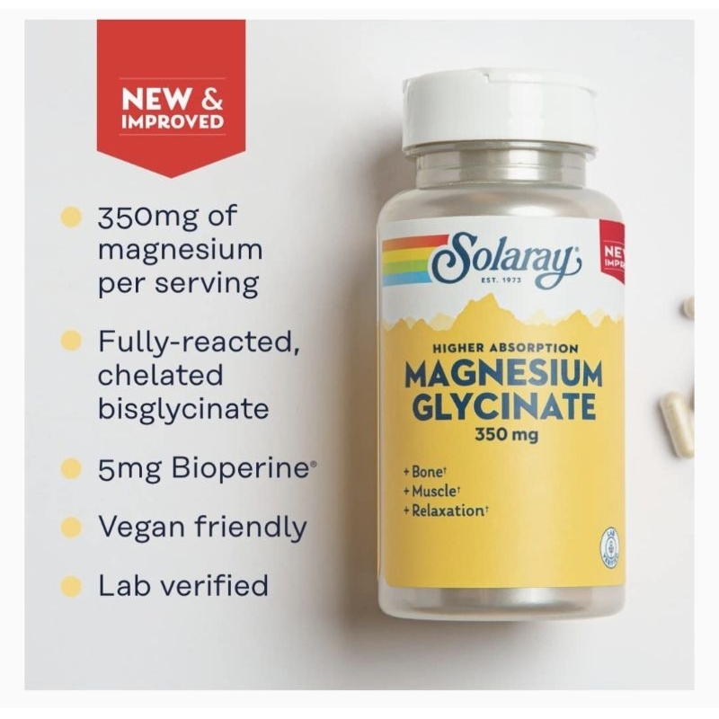 Solaray Magnesium Glycinate 350 mg 120 vegcaps - รูปที่ 2