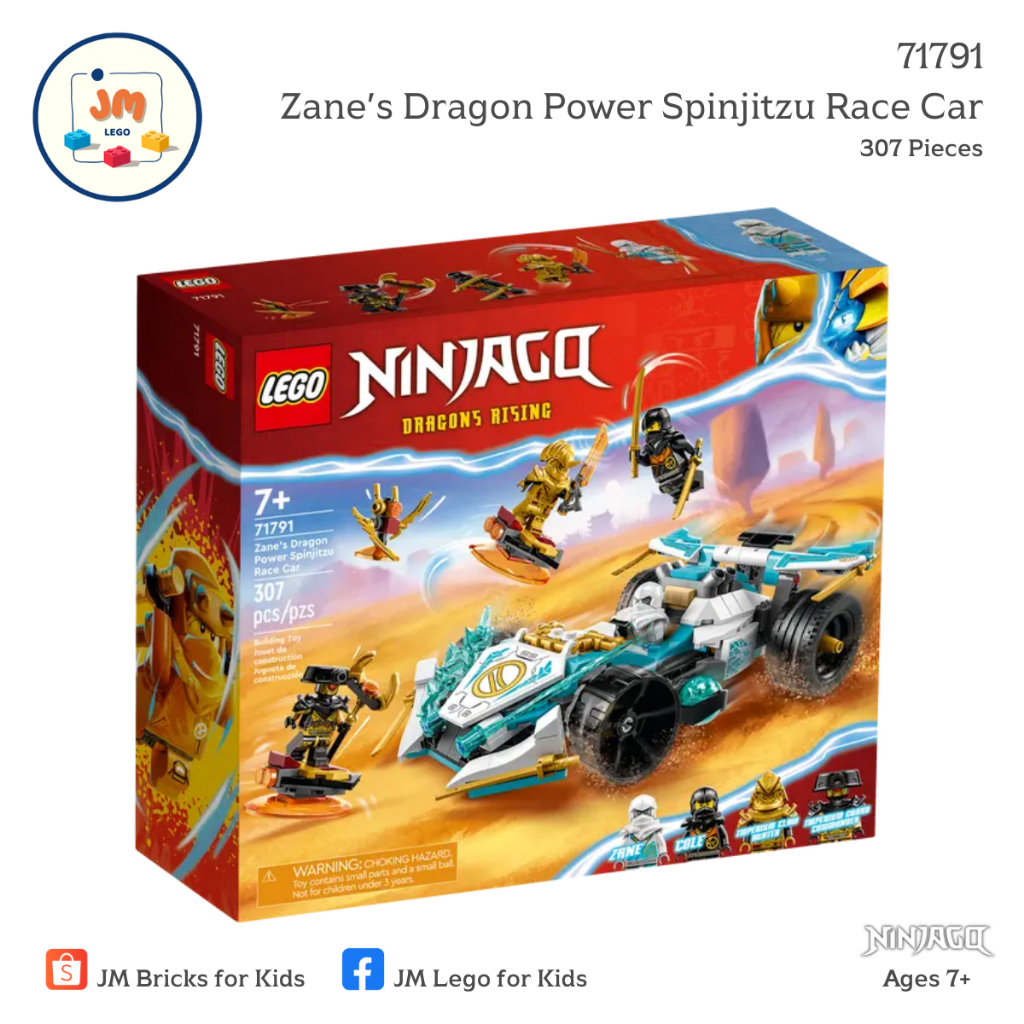 LEGO Ninjago 71791 Zane’s Dragon Power Spinjitzu Race Car (307 Pieces) สำหรับเด็กอายุ 7 ปีขึ้นไป Brick Toy ตัวต่อ เลโก้