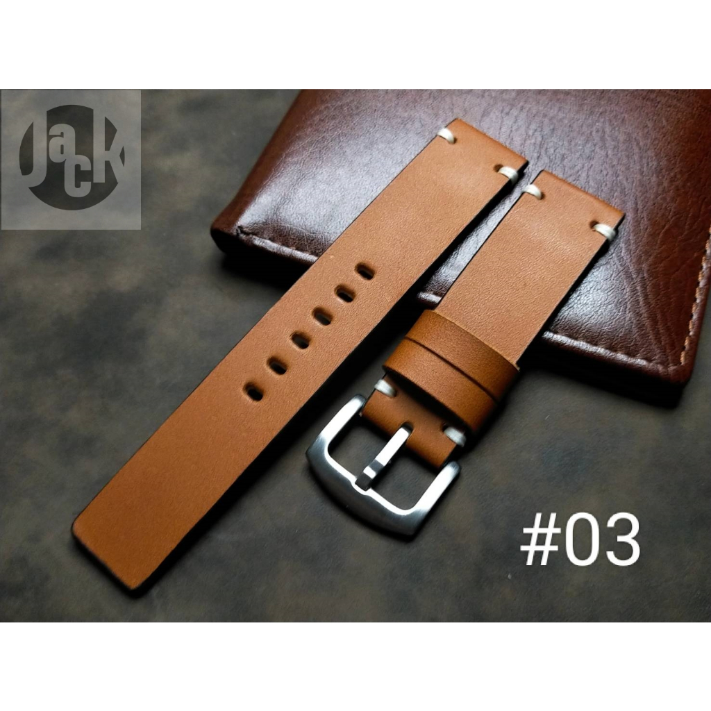 Jack straps สายนาฬิกาหนังวัวฟอกฝาดแท้ทั้งเส้น งานแฮนด์เมด สายหนังทนทาน