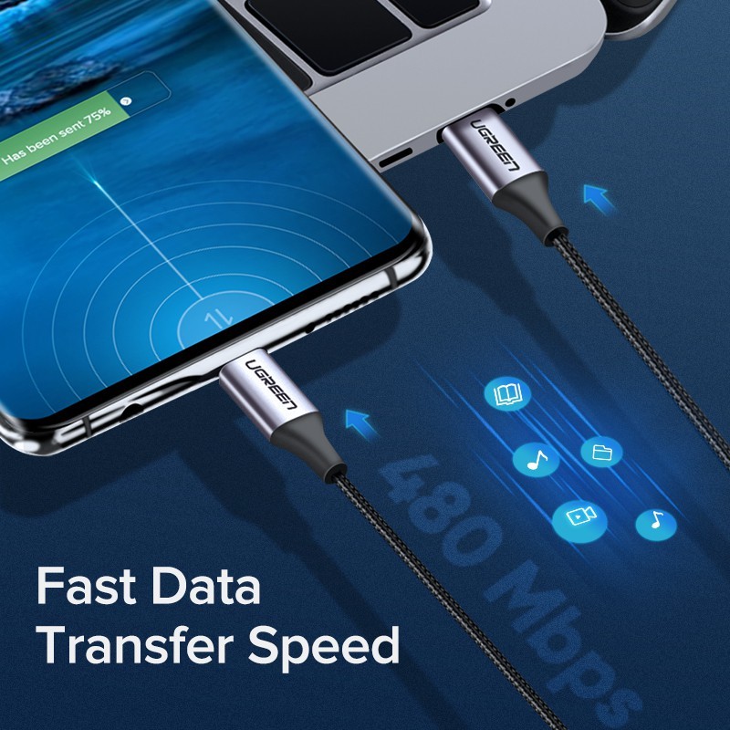 UGREEN รุ่น 50149, 50150 สายถักชาร์จ USB-C to USB-C จ่ายไฟ 60W รองรับ QC4.0 - รูปที่ 2