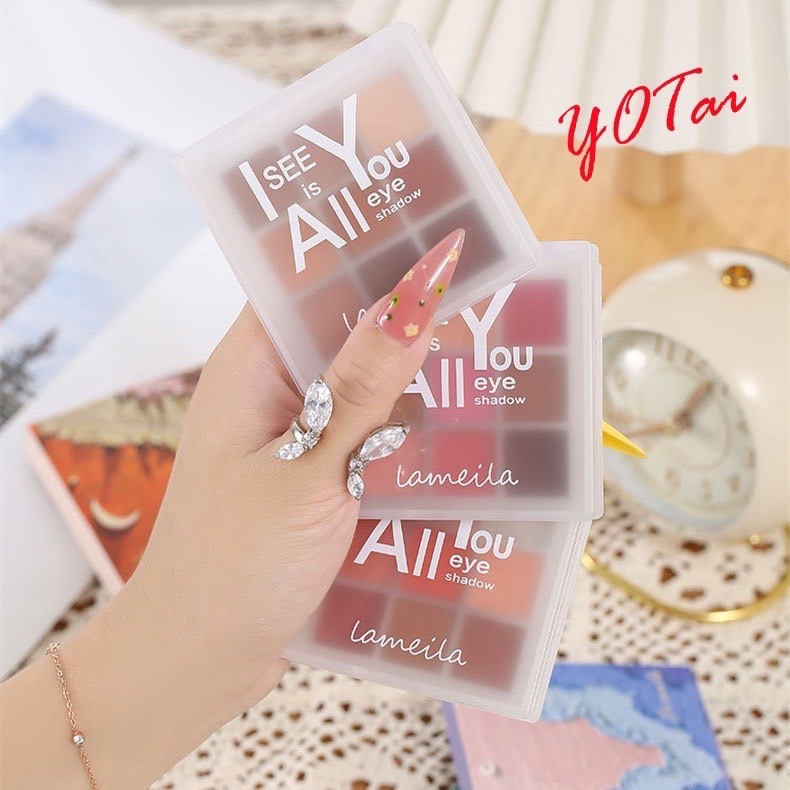 มีของแถมฟรี อายแชโดว์ 9 สี LAMEILA สีสวย ติดทนนาน กันน้ำ (ซื้อ 1 ตลับ มีของแถม 1 ชิ้น)