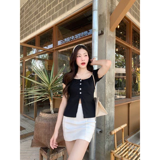 เสื้อแขนตุ๊กตา กระดุมดอกไม้ แต่งขอบลูกไม้ -ttm / VB0300