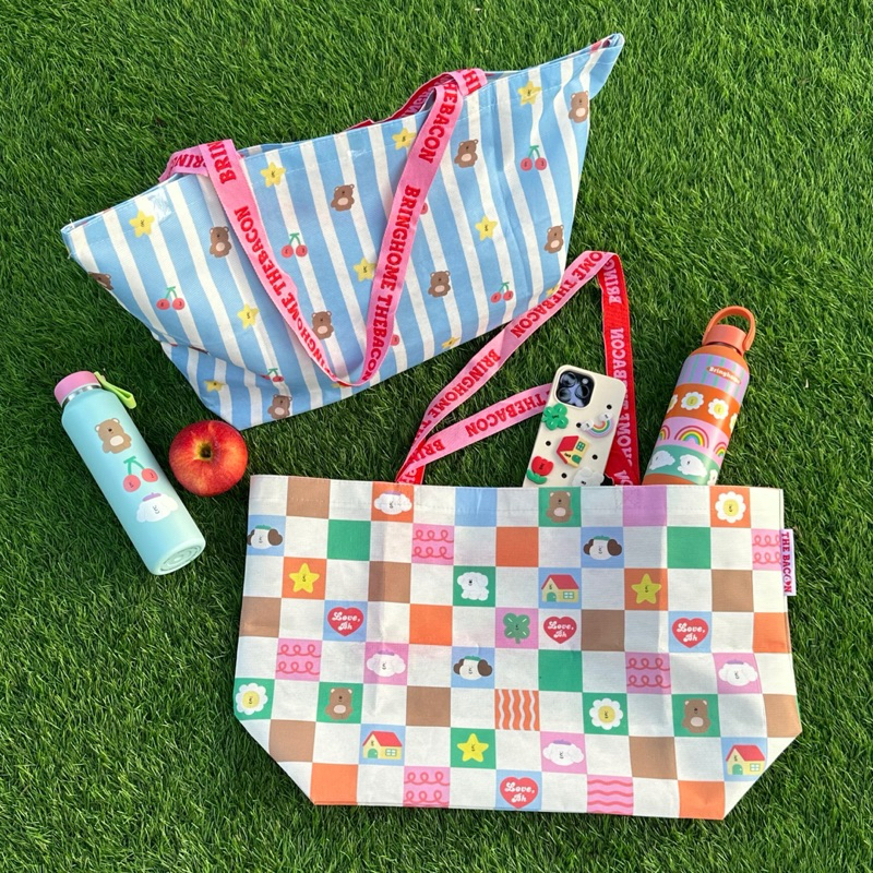 Bringhome The picnic bag (Resuable) กระเป๋าผ้า Shopping bag ใบใหญ่ ใส่ของได้เยอะมาก