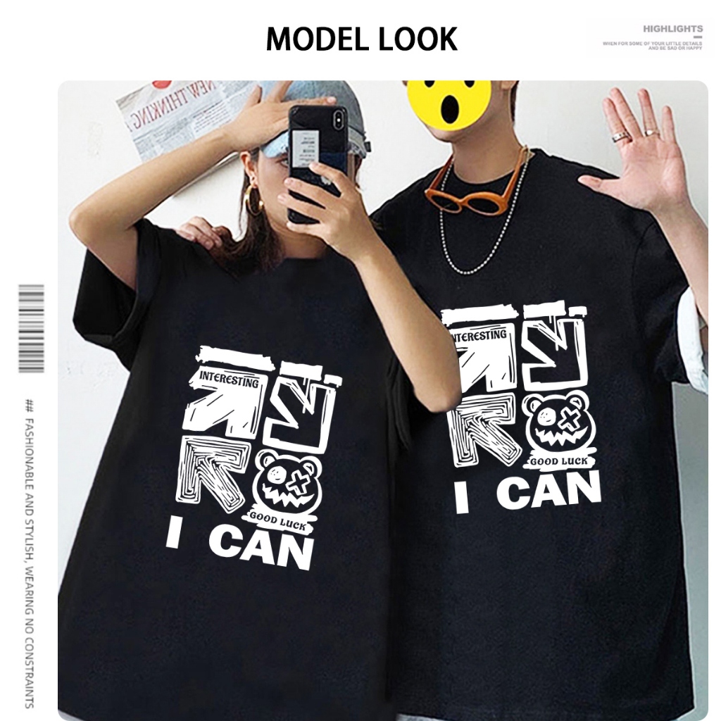 D540 จัดส่งด่วนเสื้อยืดคอกลมแขนสั้นลายสวยผ้าดีใส่ได้ทั้งชายและหญิง