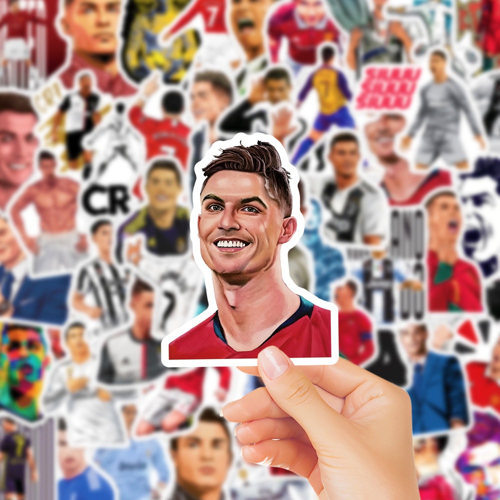 ✨พร้อมส่ง✨FOOTBALL CR7 เมสซิ  เนย์มาร์ Ronaldo worldcup sticker สติกเกอร์กันน้ำ 50ชิ้น