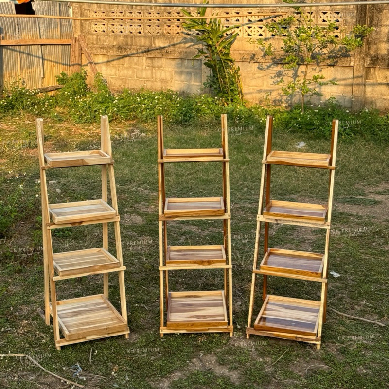 ชั้นวางของ 4ชั้น ไม้สัก พับเก็บได้ ขนาด32*100ซม. 🔸พร้อมส่ง🔸 - รูปที่ 4