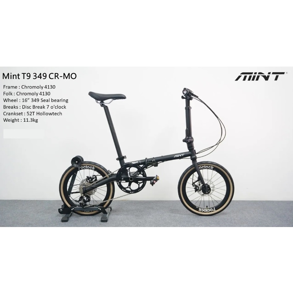 จักรยานพับได้ MINT T9-349 จักรยานพับได้ เฟรมโครโมลี่ 9 สปีด ดิสเบรก นุ่มนวล ปั่นสบาย