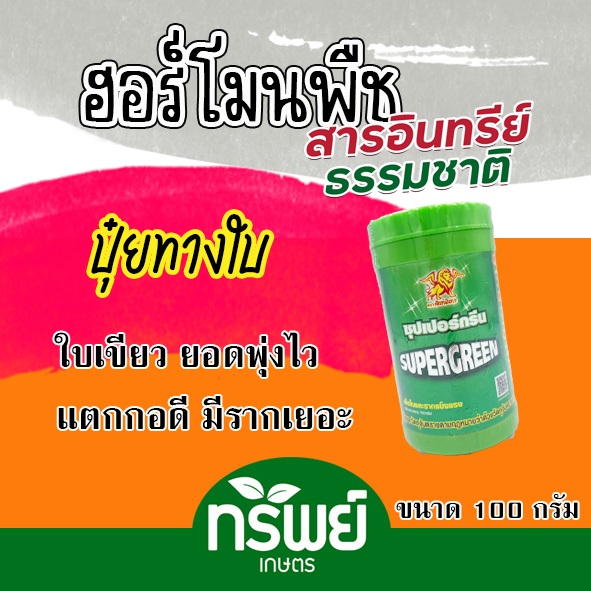 ซุปเปอร์กรีน เขียวไว เขียวนาน เห็นผลชัดเจน ยอดพุ่งไว ใบเขียวเข้มแตกกอดี มีรากเยอะทนแล้ง ทนหนาว ใช้ได้กับทุกพืช
