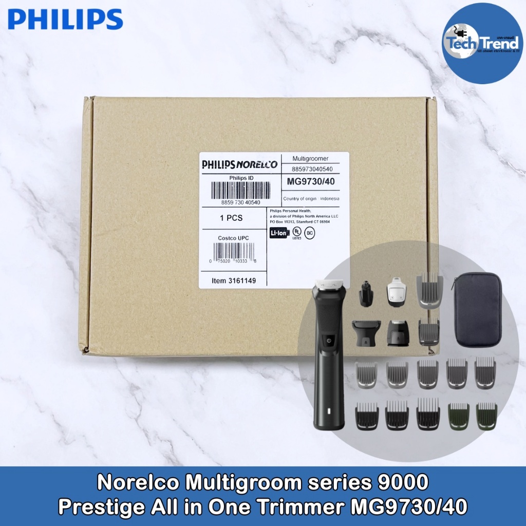 (Philips) Norelco Multigroom series 9000 Prestige All in One Trimmer MG9730/40 ฟิลิปส์ เครื่องโกนขนไฟฟ้า ใบหน้า ร่างกาย