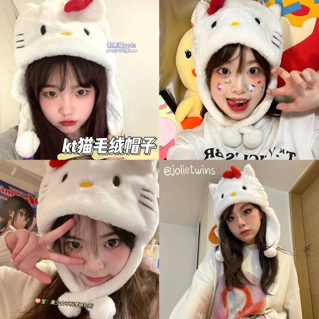 หมวกฮัลโหลคิตตี้ น่ารักมาก ใส่เป็นพร๊อพ kitty คิตตี้ คิ๊วๆ สายถ่ายรูปต้องมี Hello Kitty