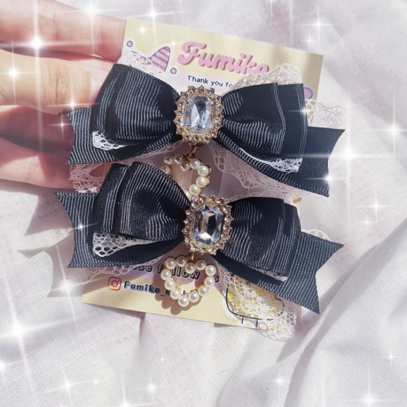 โบว์ติดผม แฟชั่น rojita lolita มีจี้หัวใจห้อย