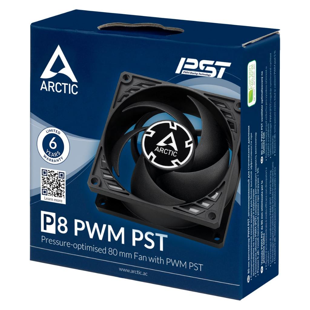ARCTIC P8 PWM PST 3000mmRPM (Black) 8CM (Computer fan / พัดลมระบายความร้อนคอมพิวเตอร์) - รับประกัน 6 ปี