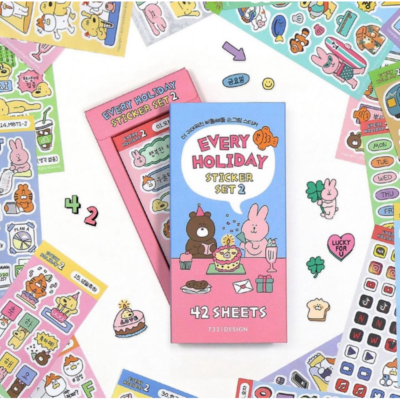 [ 7321 Design ] Every holiday sticker 42 แผ่น **พร้อมส่ง**