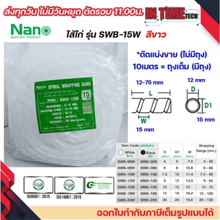 (แบ่งขาย) nano ไส้ไก่ พันสายไฟ เก็บสาย จัดสาย ขนาด 6mm.ถึง 24mm. มีทุกขนาด spiral wrapping band