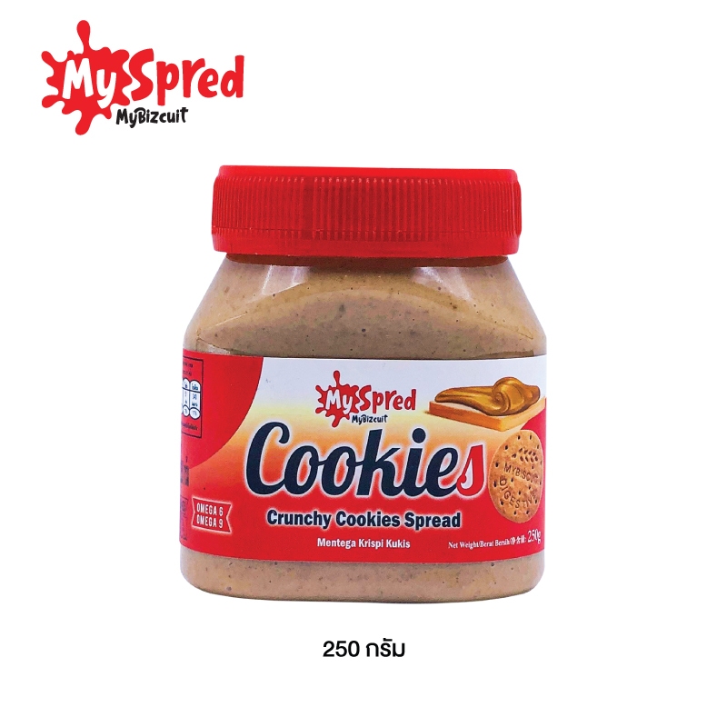 MySpred มายสเปรด ผลิตภัณฑ์ทาขนมปัง รสคุกกี้ส์ ครันชี่ กรุบกรอบ เคี้ยวเพลิน  ขนาด 250 กรัม Exp.18/9/26 ราคาถูก Shopee Lazada