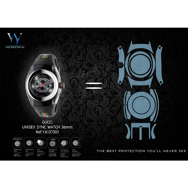 ฟิล์มกันรอยนาฬิกา Watch Protection Film Gucci Unisex Sync Wacth 36mm Ref.YA137301