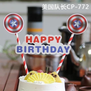 ป้ายปักเค้ก HBD รุ่นการ์ตูน 2 เสา ป้ายโฟม